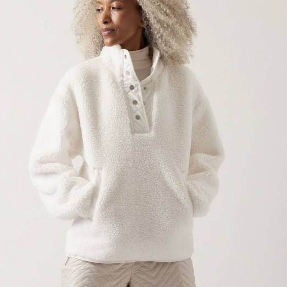 Athleta Cozy Sherpa Snap Sweatshirt